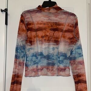 Blue and Orange Long Sleeve Top